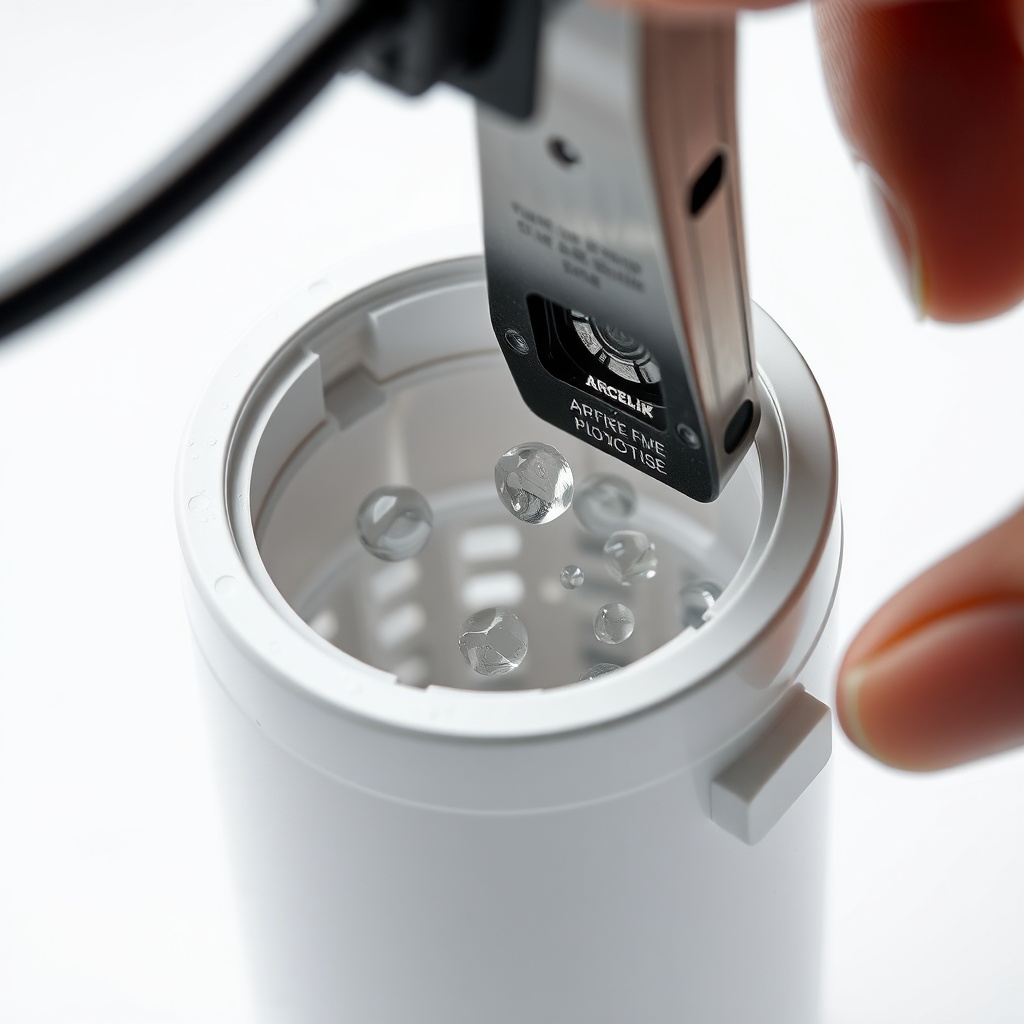 A clean photorealistic photo showing a close-up of the Arçelik 3140 S membrane housing bei