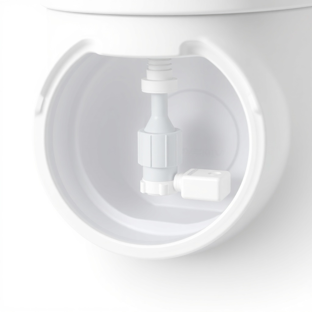 A clean photorealistic photo of a water level sensor inside an Arçelik 3140 S water purifi