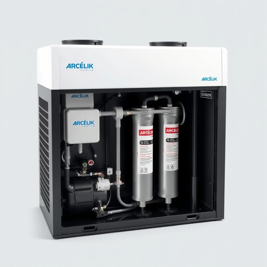 <clean photorealistic photo/illustration of an Arçelik 3140 S unit with the front panel re