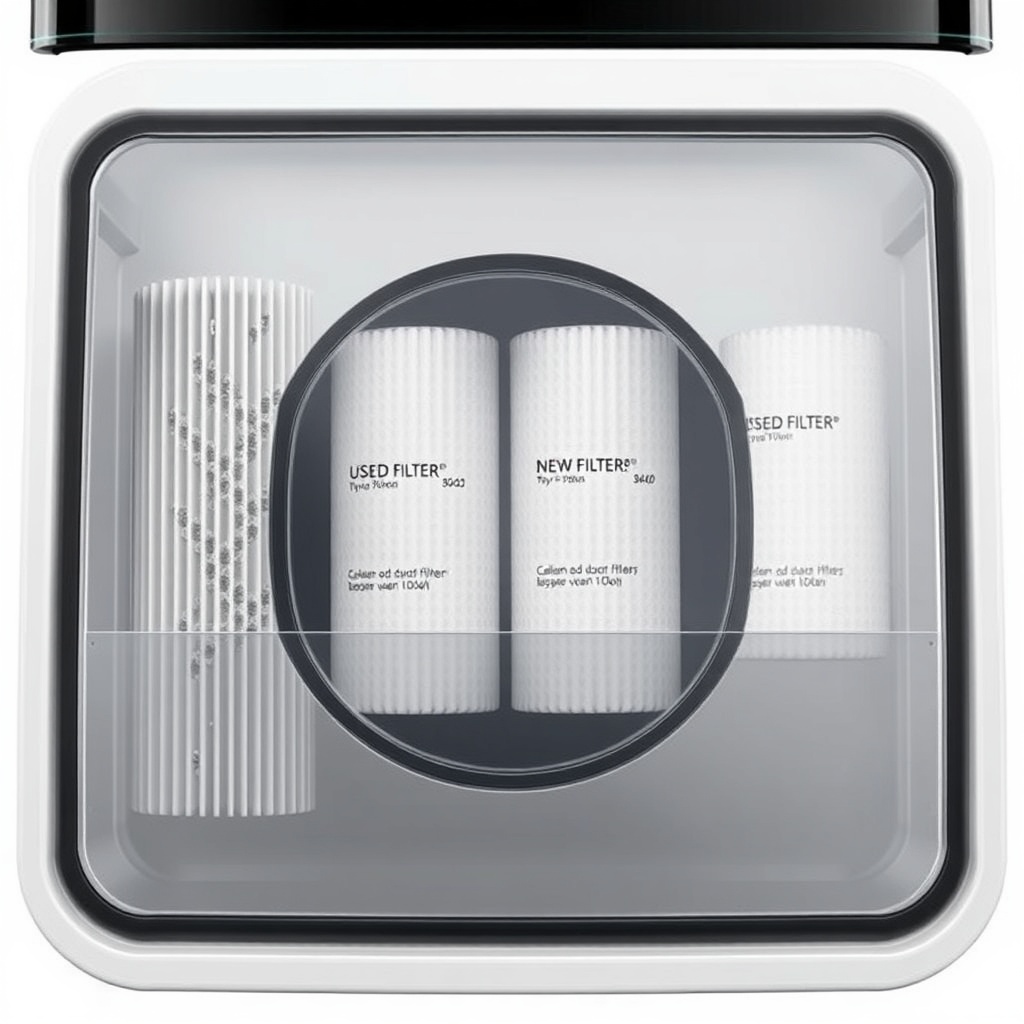 <clean photorealistic photo/illustration of a Beko 3040 S filter housing unit with a trans